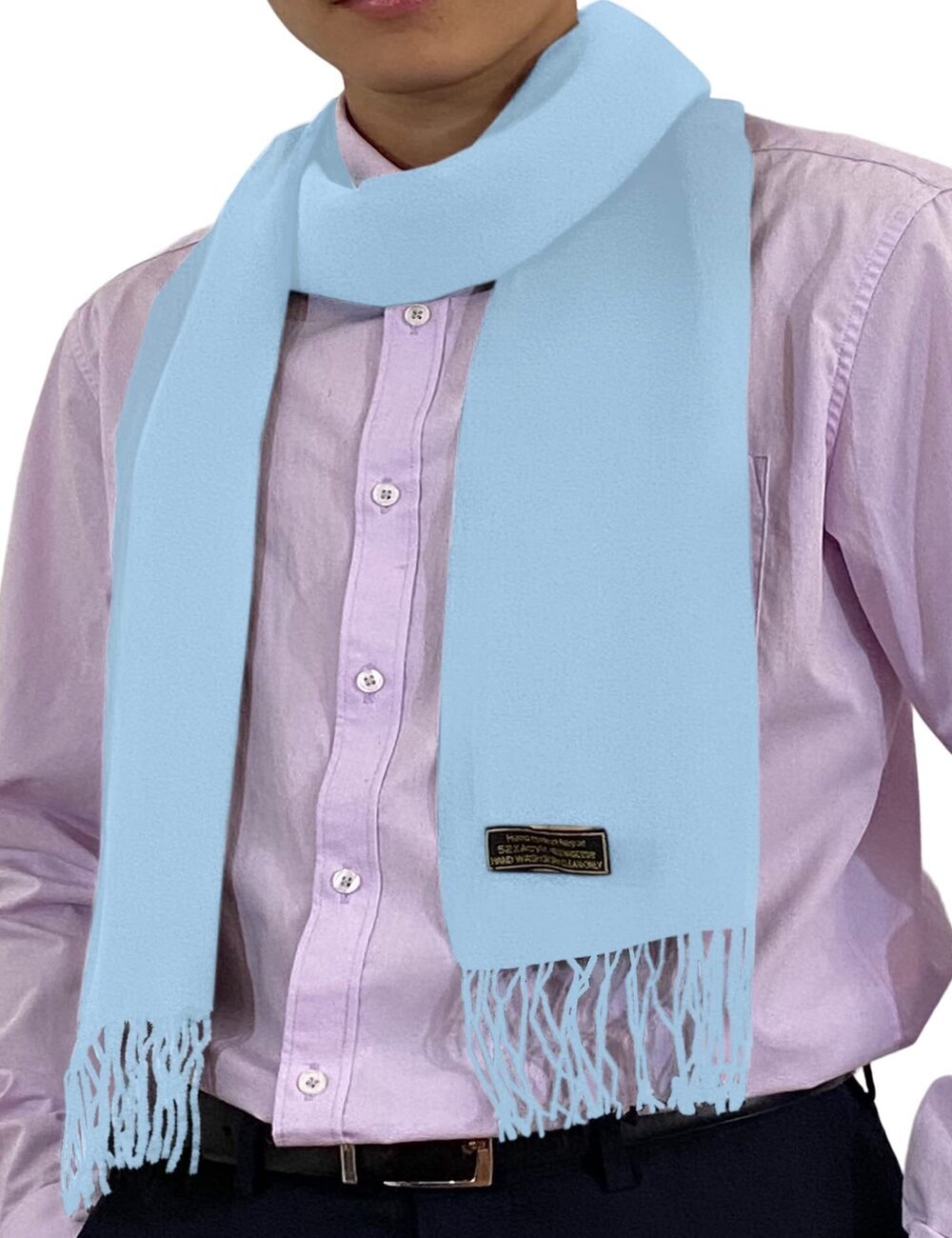 8580 Light Blue Baby Blue Nepalese Solid Color Design Fashion Scarf Scarves